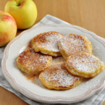 apple pancakes on a plate and apples