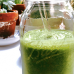 green smoothie in a mason jar